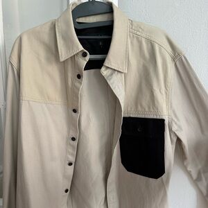 rag & bone Beige and Black Casual Button Down Shirt